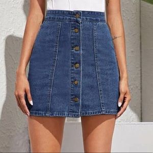 Button down denim skirt